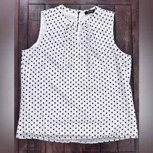 Nine West Women’s Sleeveless Polka Dot Blouse Keyhole Neckline